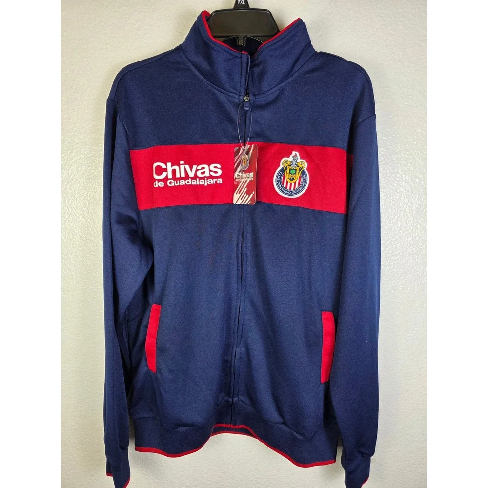 Chivas de Guadalajara Men Navy Blue Track Jacket Icon Sports Size M